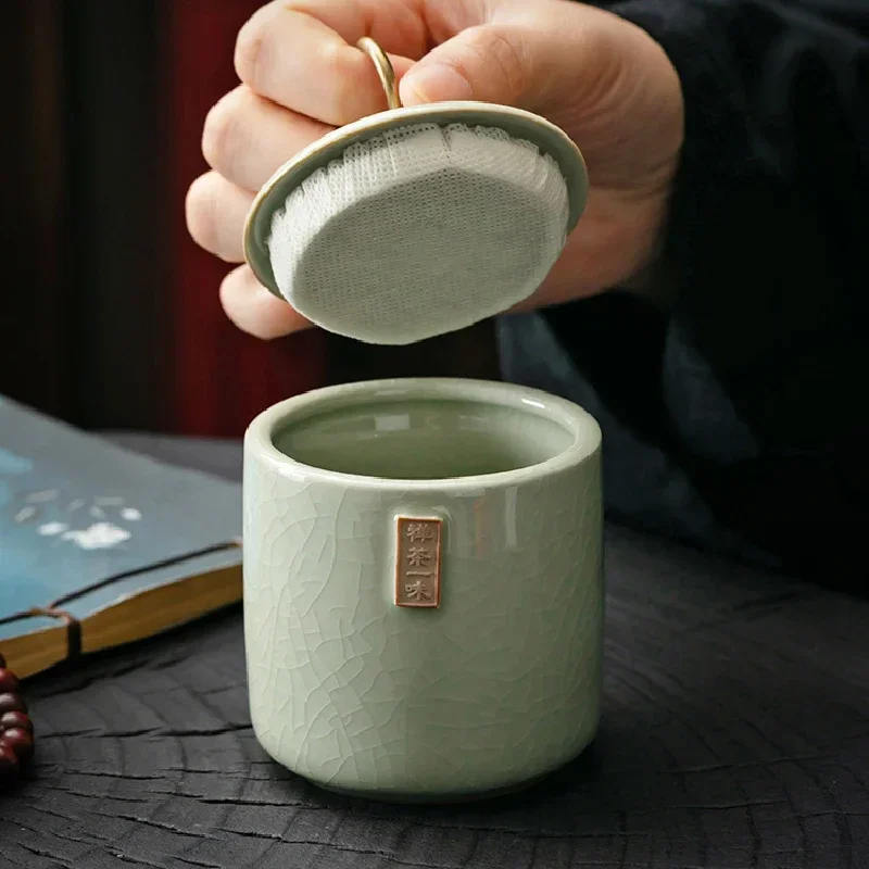 Ceramic Tea Jar, Portable Travel Sealed Moisture-proof Storage Jar, Living Room Teas Set Accessories Cajas，Storage Jars，Tea Box thumbnail 3