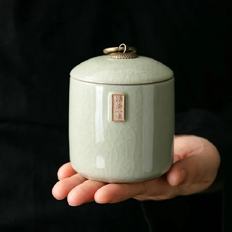 Ceramic Tea Jar, Portable Travel Sealed Moisture-proof Storage Jar, Living Room Teas Set Accessories Cajas，Storage Jars，Tea Box thumbnail 2