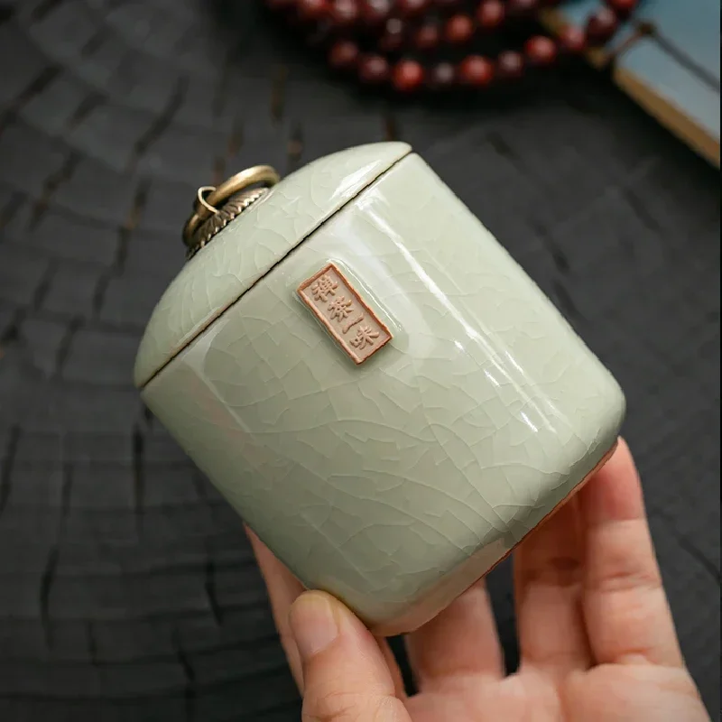 Ceramic Tea Jar, Portable Travel Sealed Moisture-proof Storage Jar, Living Room Teas Set Accessories Cajas，Storage Jars，Tea Box thumbnail 4
