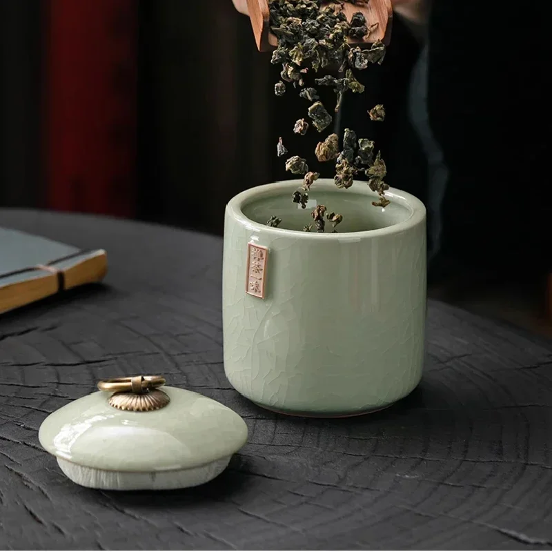 Ceramic Tea Jar, Portable Travel Sealed Moisture-proof Storage Jar, Living Room Teas Set Accessories Cajas，Storage Jars，Tea Box thumbnail 5