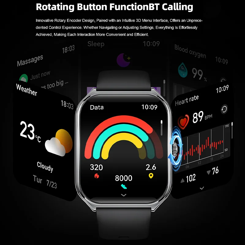 New Ultra Thin Smart Watch men 1.96" AMOLED HD Pixel Display Always Show Time BT Call Reminder Smartwatch Ladies For Android iOS thumbnail 4