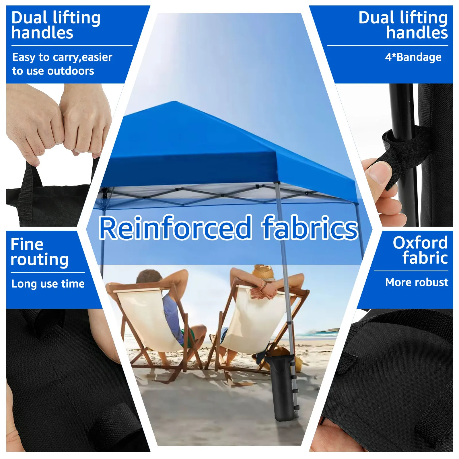 4/8Pcs Tent Weights Sand Bag Oxford Cloth Canopy Weight Bag Reusable Empty Weighting Sand Bag with Handle Canopy Fixed Sandbag thumbnail 3