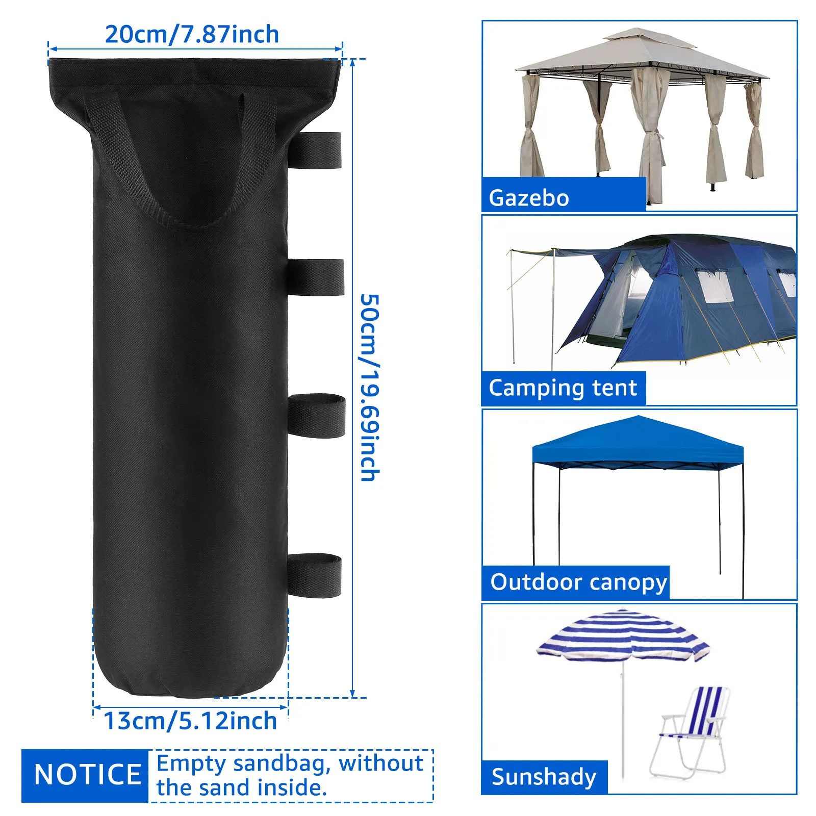 4/8Pcs Tent Weights Sand Bag Oxford Cloth Canopy Weight Bag Reusable Empty Weighting Sand Bag with Handle Canopy Fixed Sandbag thumbnail 6