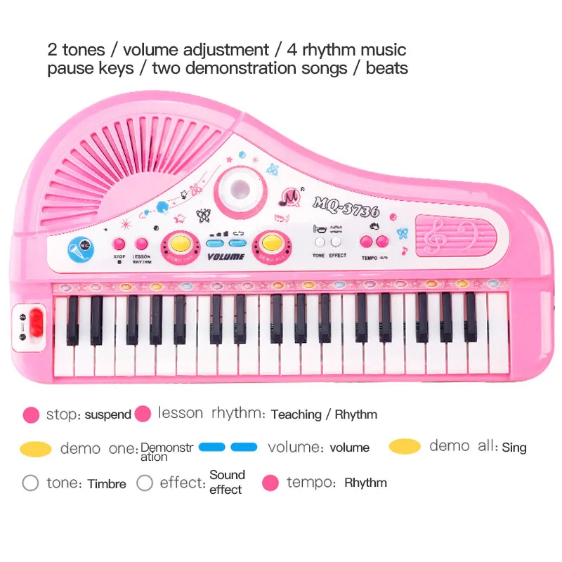37 Keys Kids Electronic Piano Organ keyboard with Microphone Education Toys Musical Instrument Children Boy Girl Gifts thumbnail 4
