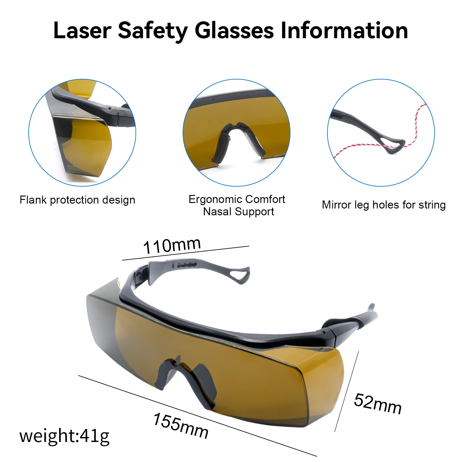 Laser Safety Glasses Laser Safety Protective Goggles Eye Protection for Work Industrials Lab IPL Yag Blue Green Laser UV Light thumbnail 3