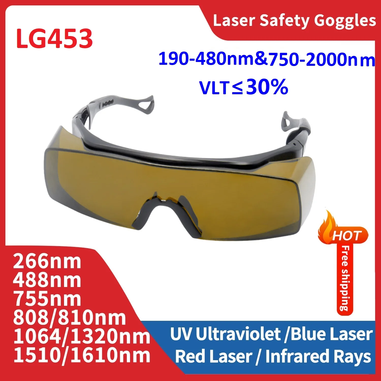 Laser Safety Glasses Laser Safety Protective Goggles Eye Protection for Work Industrials Lab IPL Yag Blue Green Laser UV Light