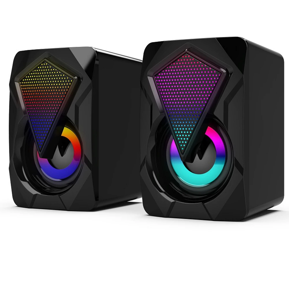 A66I X2 Computer Speakers with Subwoofer for PC Desktop Computer Laptop LED Lighting Home Theater System USB Wired Sound Box thumbnail 3