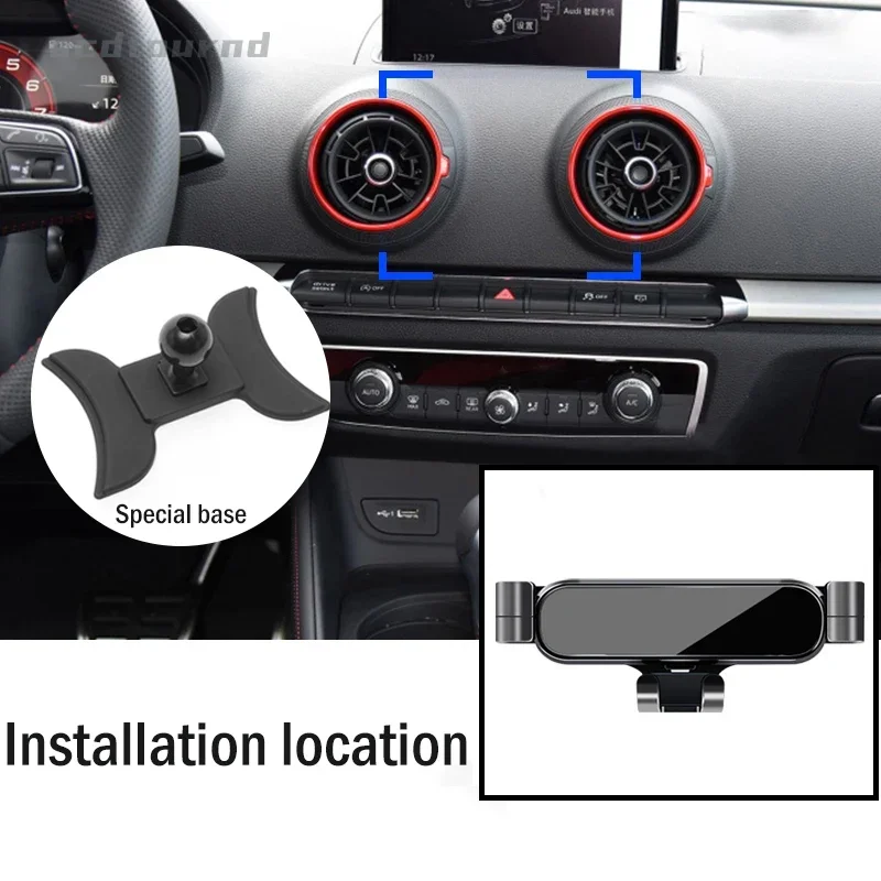 Car Phone Holder for Audi A3 S3 8V 2014-2020 Gravity Navigation Bracket GPS Stand Air Outlet Clip Support Mount Accessories thumbnail 3