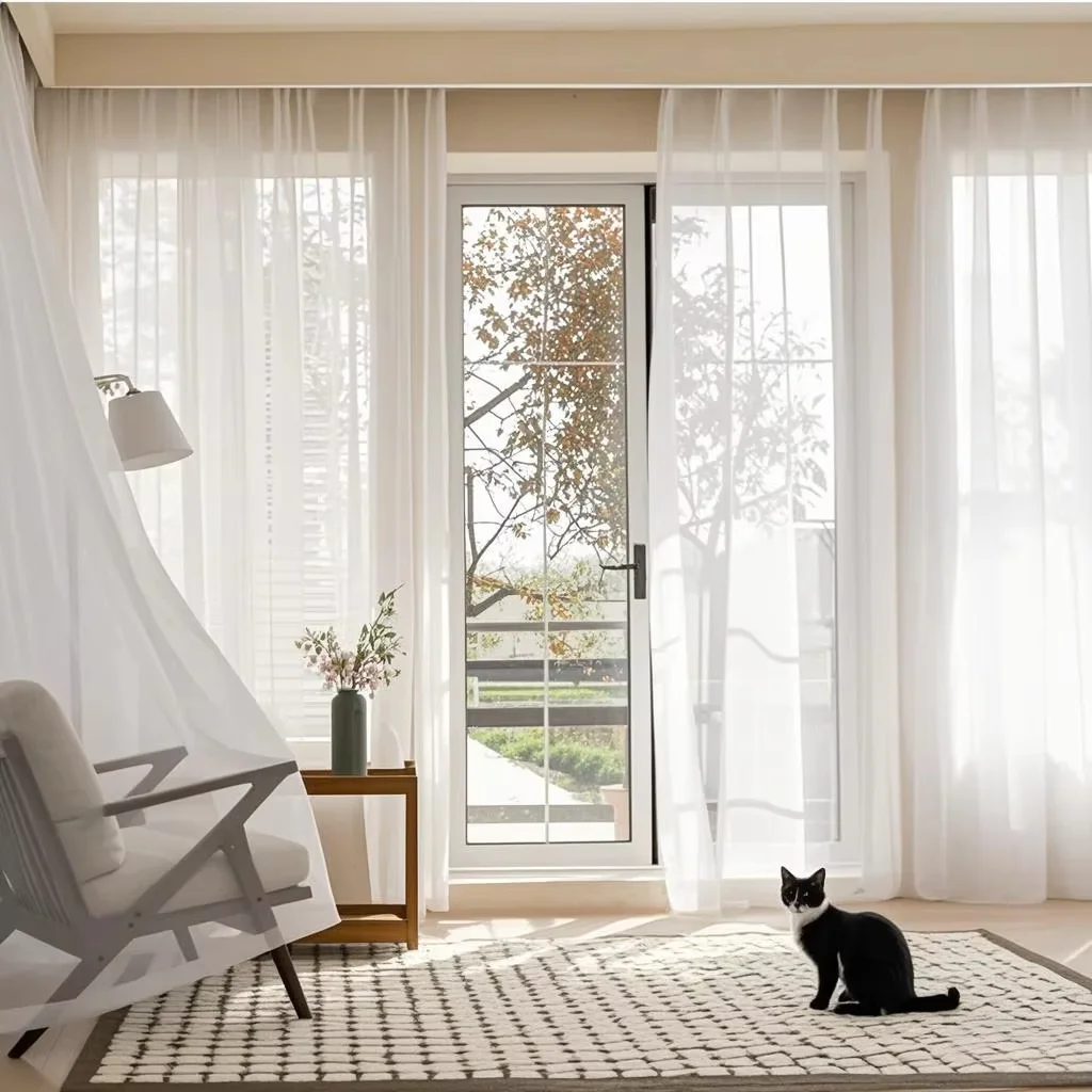Custom Size White Sheer Curtains For Living Room Window Transparent Tulle Curtain Wedding Drapes Home Decor thumbnail 2