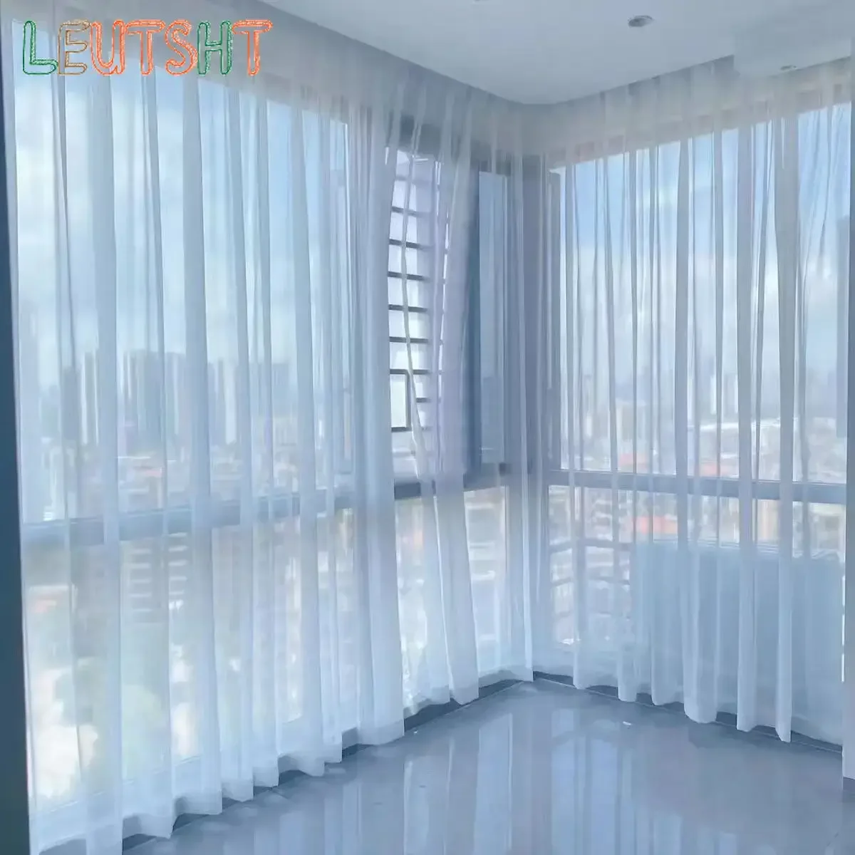 Custom Size White Sheer Curtains For Living Room Window Transparent Tulle Curtain Wedding Drapes Home Decor thumbnail 4