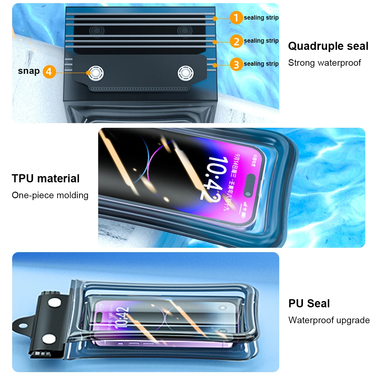 FONKEN Floating Waterproof Phone Case full View Swimming Bag Underwater Snow Rainforest Transparent Dry Bag Waterproof cover thumbnail 2