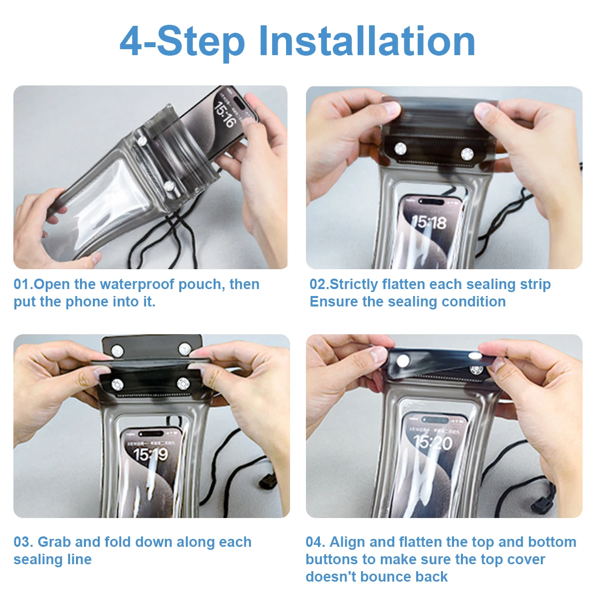 FONKEN Floating Waterproof Phone Case full View Swimming Bag Underwater Snow Rainforest Transparent Dry Bag Waterproof cover thumbnail 6