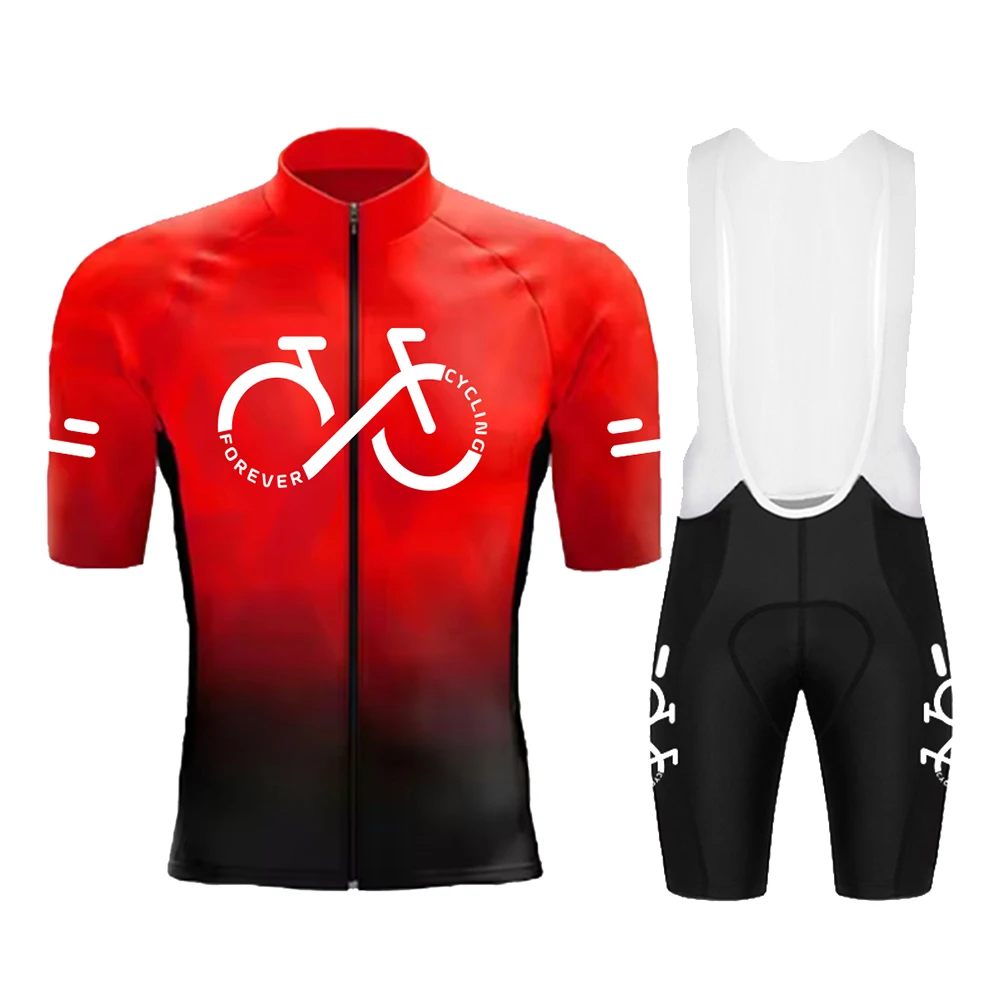 Cycling Jersey Set 2025 Summer Ropa Ciclismo Men's Short Sleeve Bicycle Cycling Clothing Gradient Color Breathable MTB Bike Wear thumbnail 5