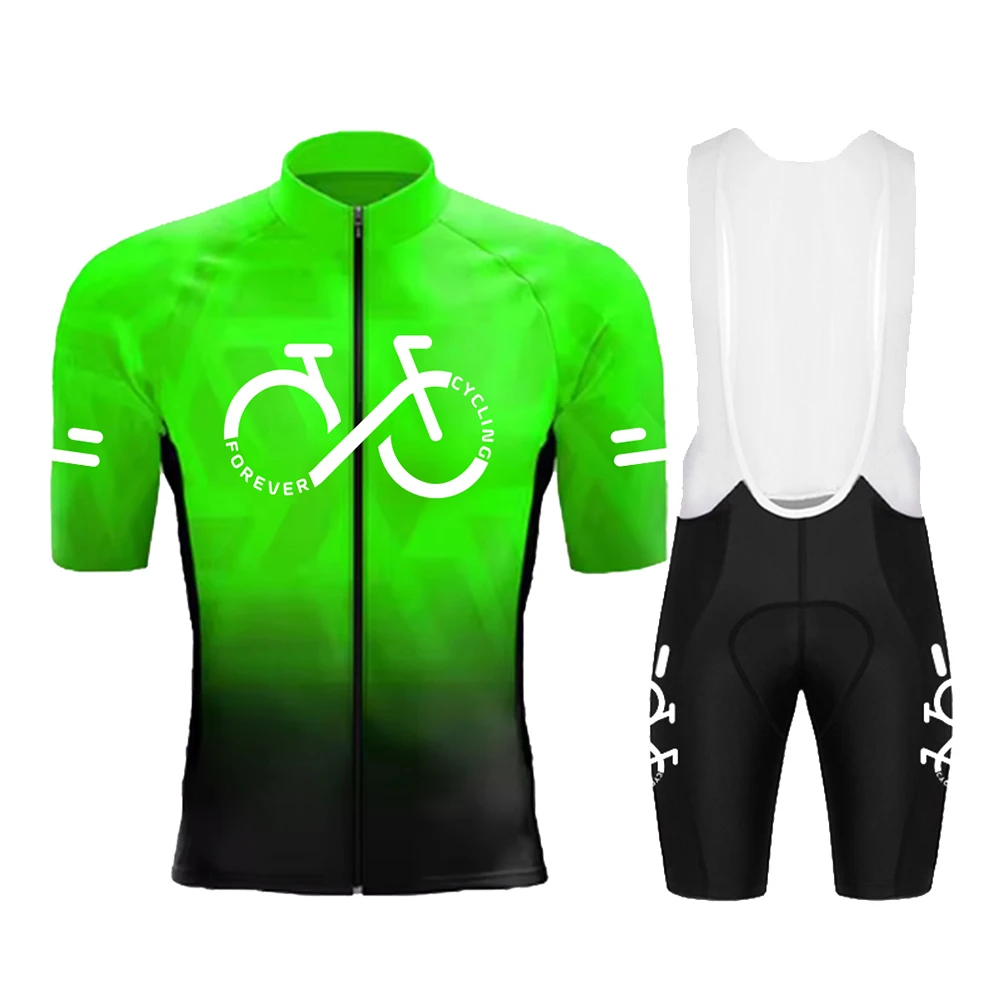 Cycling Jersey Set 2025 Summer Ropa Ciclismo Men's Short Sleeve Bicycle Cycling Clothing Gradient Color Breathable MTB Bike Wear thumbnail 6