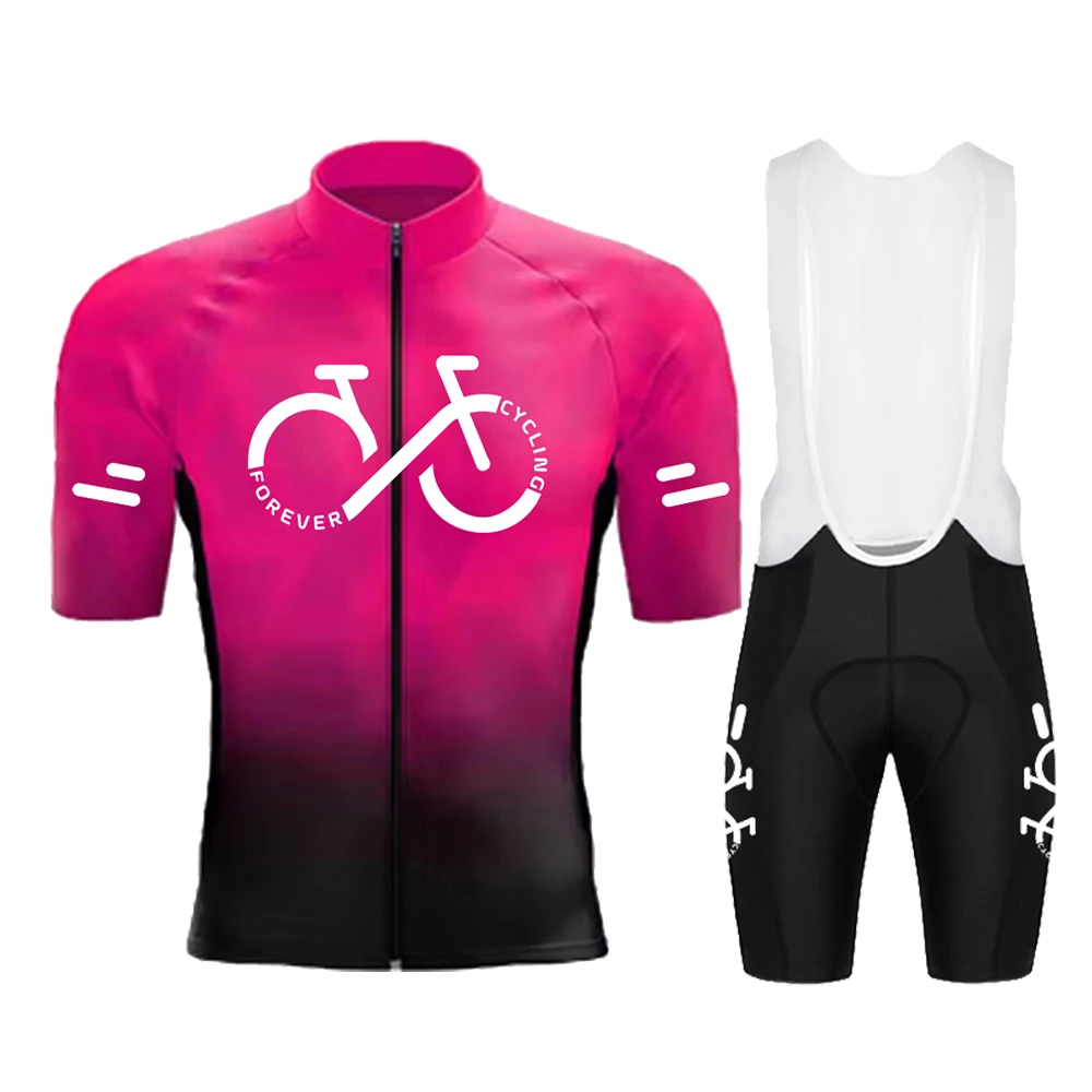 Cycling Jersey Set 2025 Summer Ropa Ciclismo Men's Short Sleeve Bicycle Cycling Clothing Gradient Color Breathable MTB Bike Wear thumbnail 3