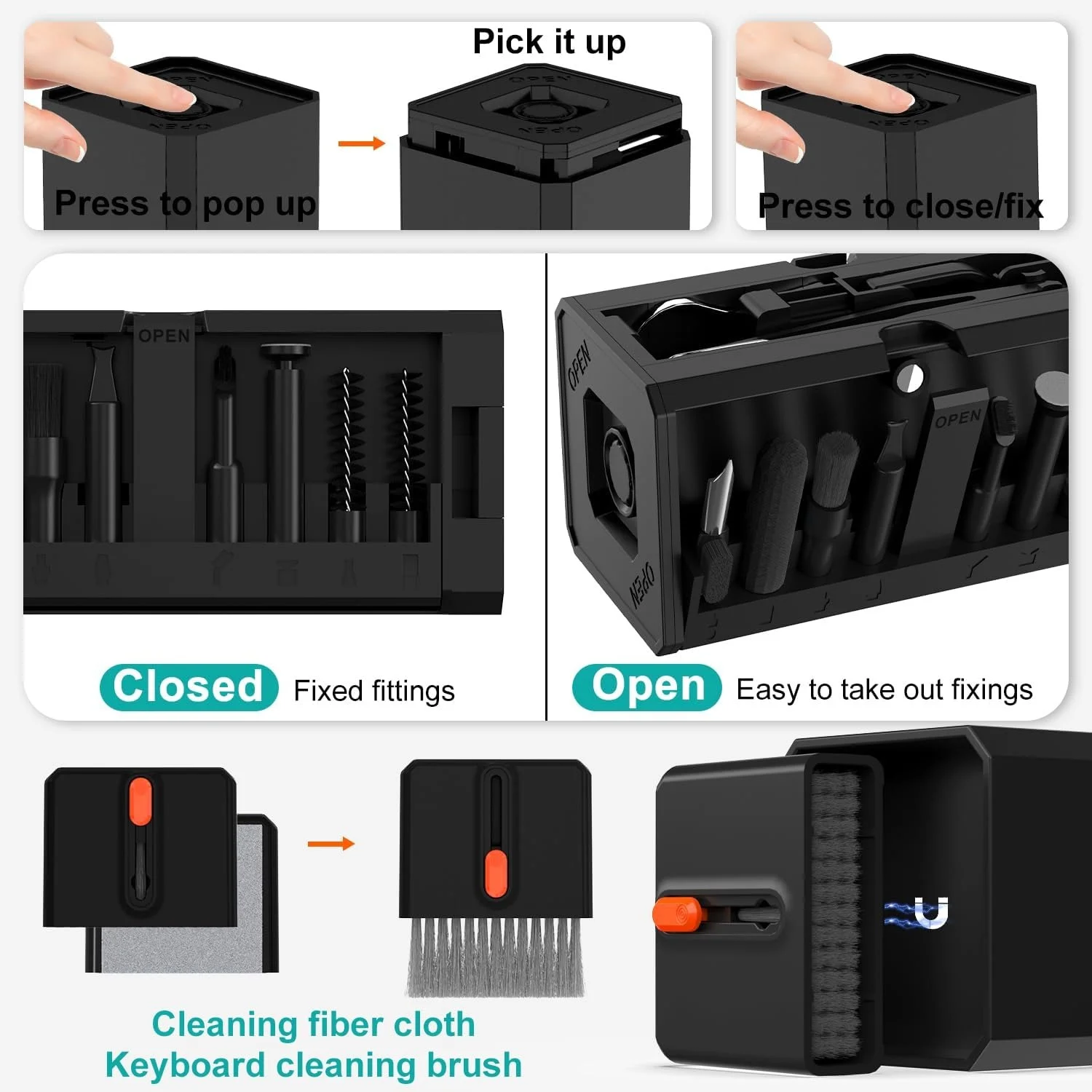 32-in-1 Multi-Functional Deep Cleaning Kit for iPhone Ports, AirPods, Keyboard, and Keycap Removal - Precision Tools thumbnail 4