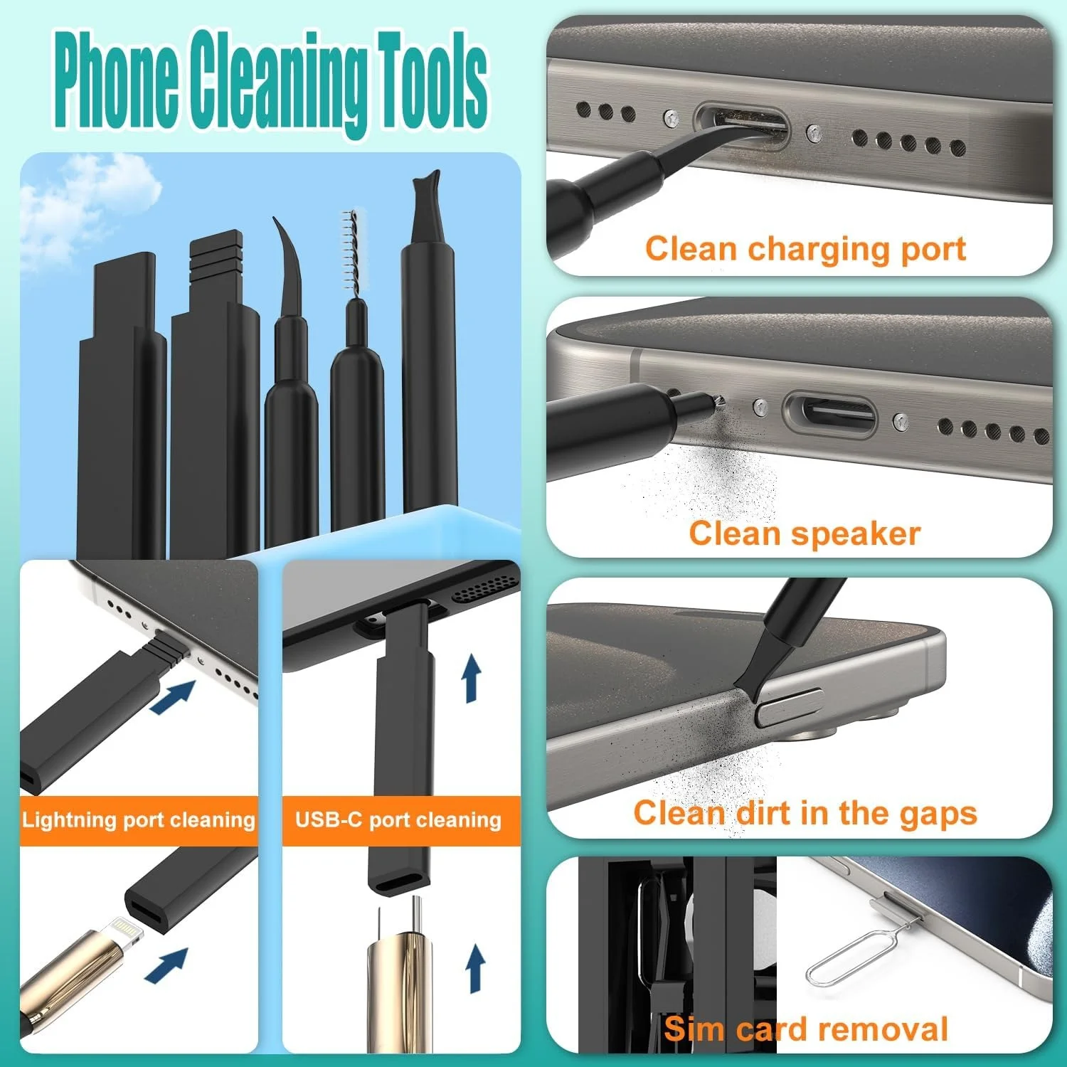 32-in-1 Multi-Functional Deep Cleaning Kit for iPhone Ports, AirPods, Keyboard, and Keycap Removal - Precision Tools thumbnail 2