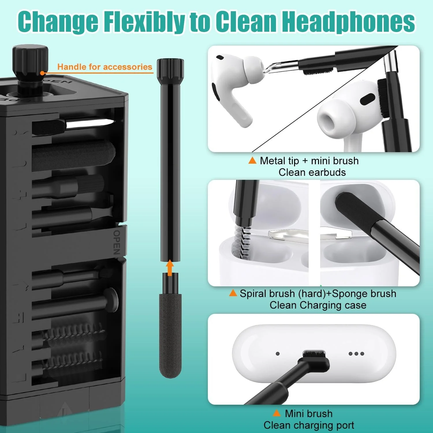 32-in-1 Multi-Functional Deep Cleaning Kit for iPhone Ports, AirPods, Keyboard, and Keycap Removal - Precision Tools thumbnail 3