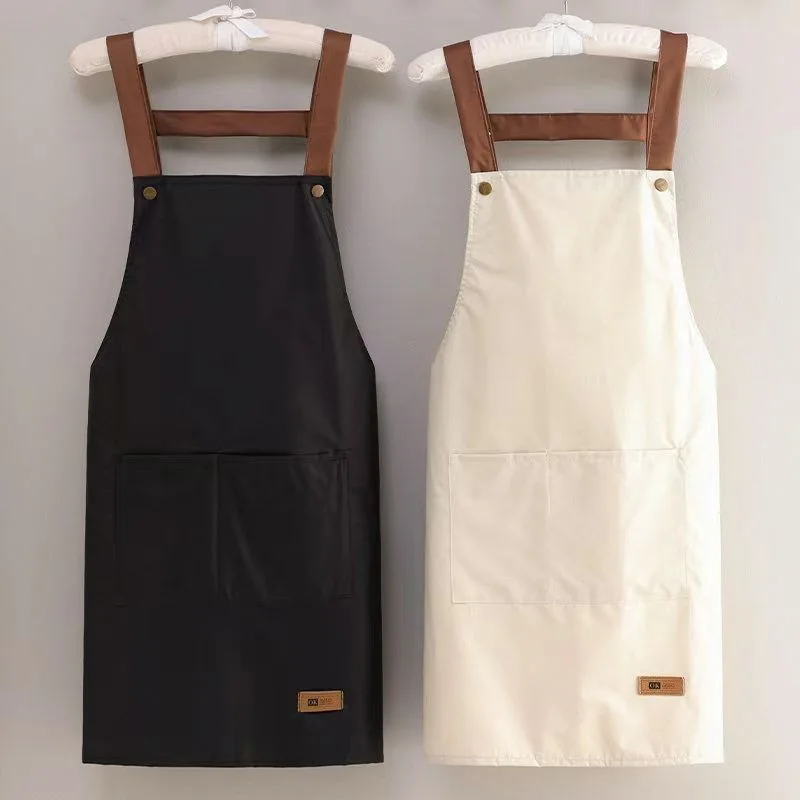 Kitchen Cooking Apron Women Men Waterproof Oil-proof Apron Household Work Clothes with Pockets for Hotel Resturant Coffee Shop