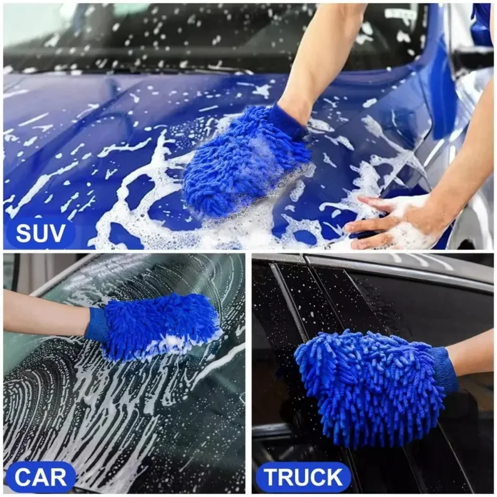 1/2PCS Chenille Plush Gloves for Car Cleaning Thickened Doublesided Car Cleaning Tools Ultrafine Fiber Car Washing Gloves thumbnail 4