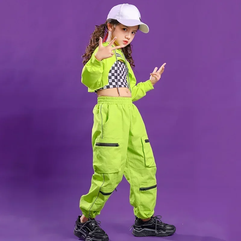 Girls Jazz Dancing Costumes Kids Girls Jazz Hip Hop Dancing Costumes Buttonhole Suits Trendy Clothes Watch Performance Costumes