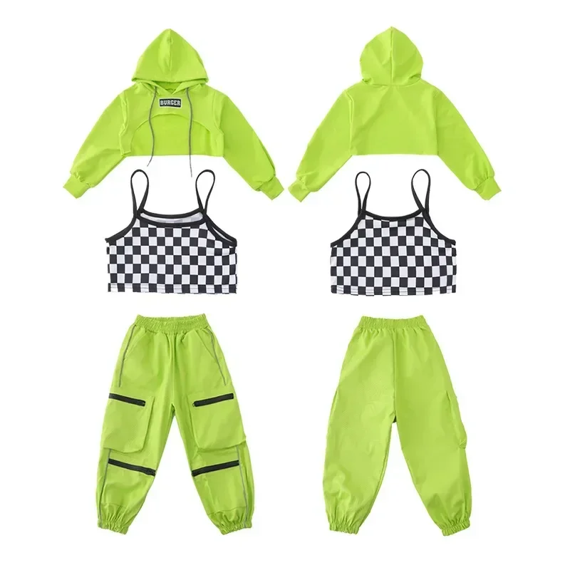 Girls Jazz Dancing Costumes Kids Girls Jazz Hip Hop Dancing Costumes Buttonhole Suits Trendy Clothes Watch Performance Costumes thumbnail 5