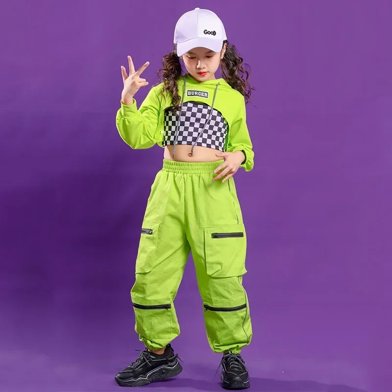 Girls Jazz Dancing Costumes Kids Girls Jazz Hip Hop Dancing Costumes Buttonhole Suits Trendy Clothes Watch Performance Costumes thumbnail 2
