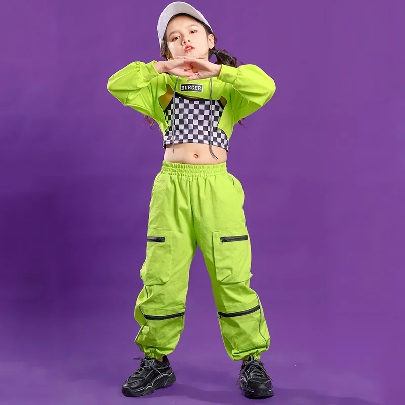 Girls Jazz Dancing Costumes Kids Girls Jazz Hip Hop Dancing Costumes Buttonhole Suits Trendy Clothes Watch Performance Costumes thumbnail 3