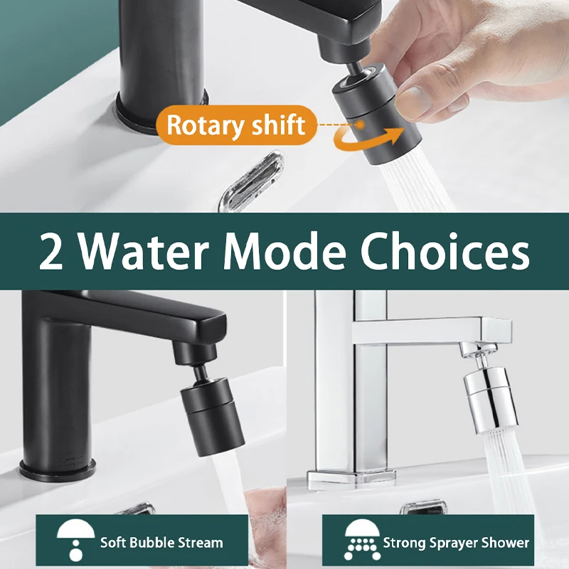 360°Universal Kitchen Faucet Anti-splash Aerator Bathroom Tap Rotatable Faucet 2 Mode Tap Nozzle Bubbler Kitchen Sink Faucet thumbnail 5