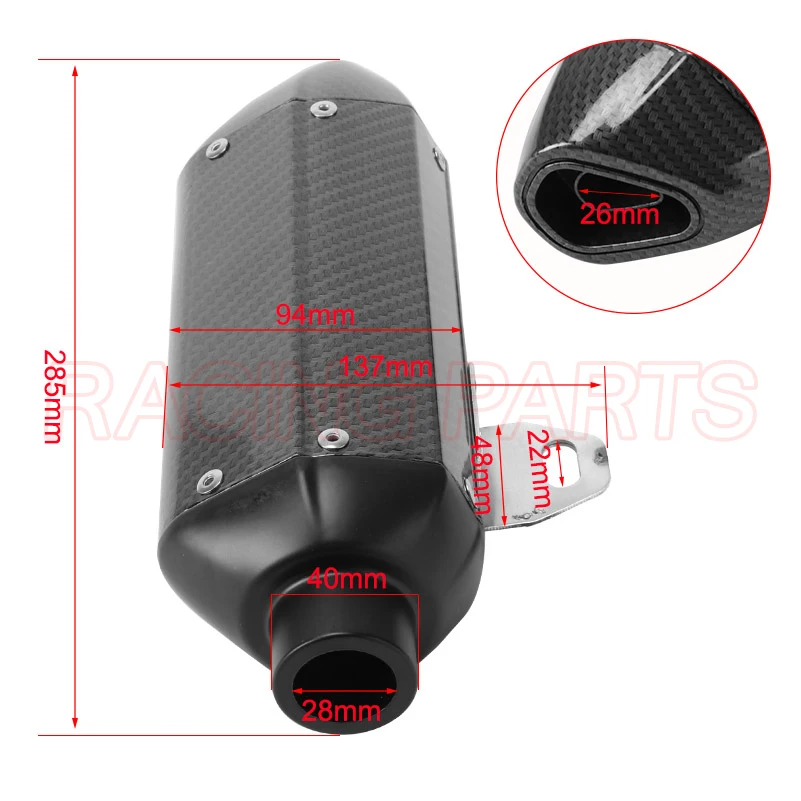 28mm Motorcycle Exhaust Muffler Pipe Exhaust For Honda Yamaha Universal 125cc 150cc 160cc ATV Motocross Dirt Pit Bike thumbnail 3