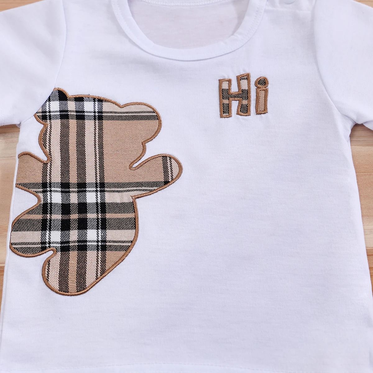 2pcs IURNXB Baby Clothes Set Infant Short Sleeve Tees+Shorts Cartoon Checked Bear Print Cute Kids Tops Pants Casual Suits 3-24M thumbnail 5