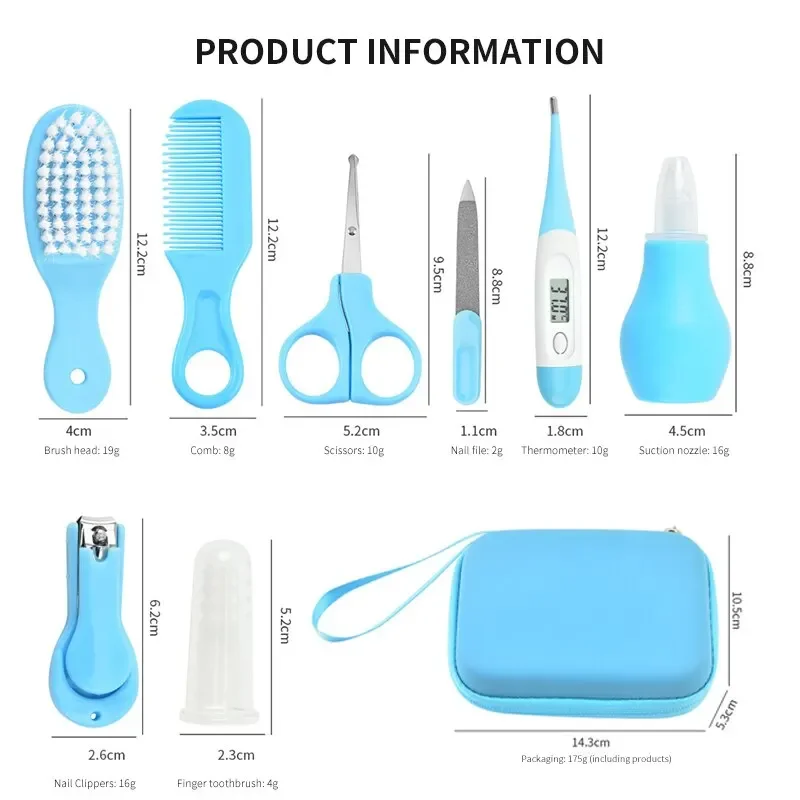 Nail Clippers Comb Massage Soft Bristle Brush Set Kit 8 PCS Child Care Cleaning Set baby brush and comb set thumbnail 2