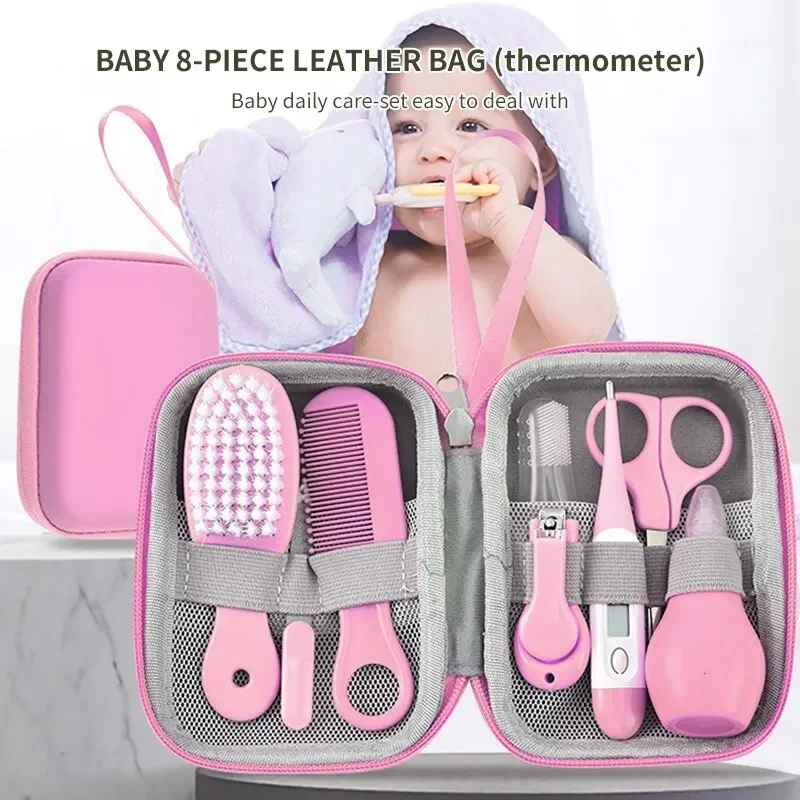 Nail Clippers Comb Massage Soft Bristle Brush Set Kit 8 PCS Child Care Cleaning Set baby brush and comb set thumbnail 3