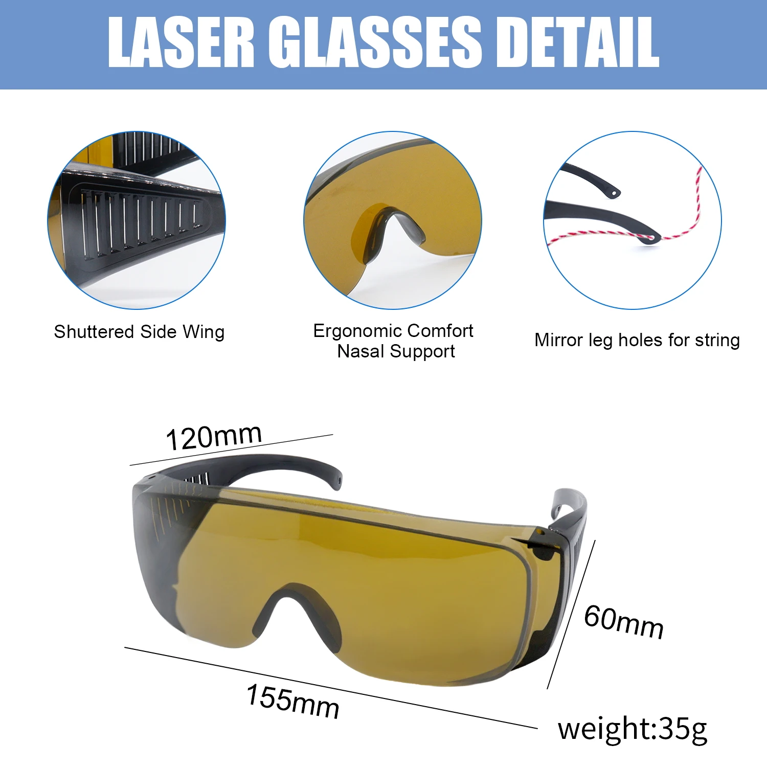 Laser Safety Glasses Protection Laser Protective Goggles UV IR IPL FPV Industrials Work Lab Hair Removal Glasses Eye Protection thumbnail 3