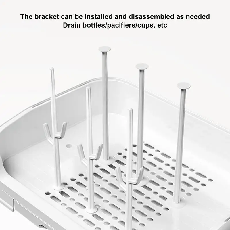 Baby Bottle Drying Rack with Removable Drip Tray Dustproof Bottle Storage Box with Lid Countertop Drying Rack for Toddler Bottle thumbnail 5