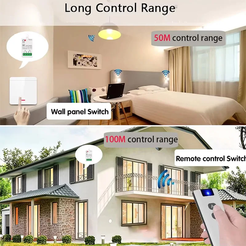 Wireless Smart Switch Light RF 433Mhz 86 Wall Panel Switch with Remote Control Mini Relay Receiver 220V Home Led Light Lamp Fan thumbnail 4