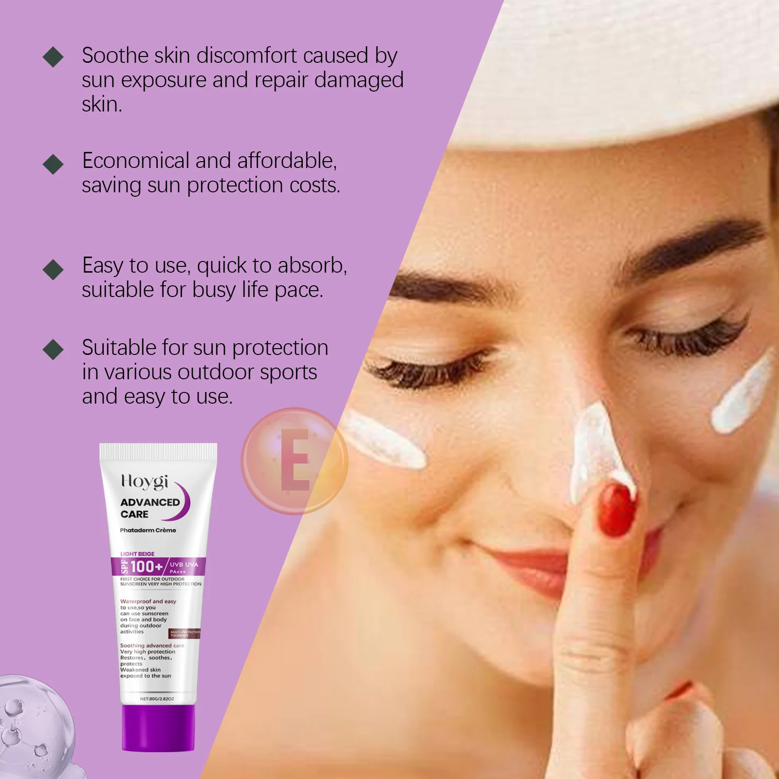 Face Sunscreen Moisturizer Spf 100+ UV Protection Sun Block Cream Lightweight Skin Soothing Relief Sunburn After Sun Body Lotion thumbnail 6