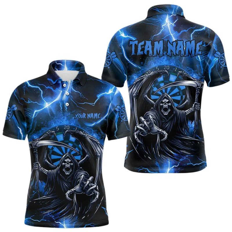 Fashion Darts Graphic Polo Shirt For Men Custom Name Lapel Button 3D Printed Polo Shirts Trend Oversized Breathable Sports Tops thumbnail 5
