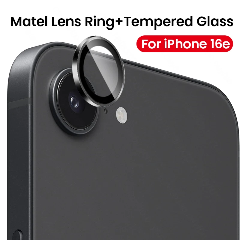 Alloy Ring Camera Protector For iPhone 16e 17e Back Tempered Glass Lens Cover For iPhone16e i Phone iFone iHone 16e 17e 16 e e16