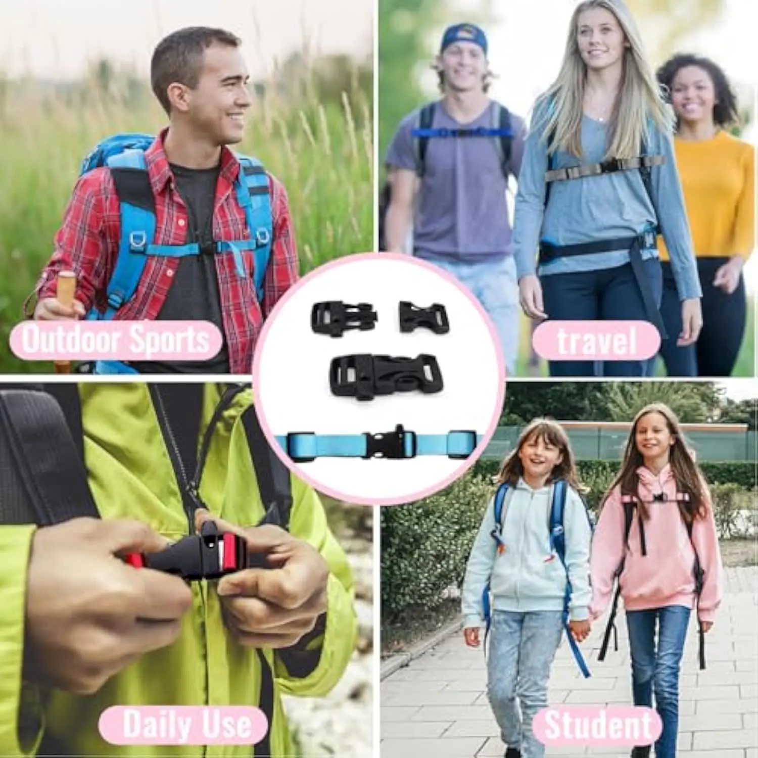 Sternum Straps For Backpacks 1-pack,Adjustable Chest Strap with Emergency Whistle Buckle Suitable for Backpack Straps thumbnail 5