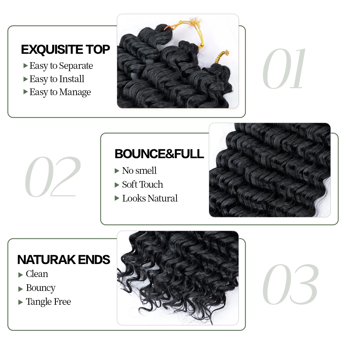 Deep Wavy Twist Crochet Hair Boho Braid Hair Synthetic Curly Hair Crochet Braids High Temperature Fiber Braiding Hair Extensions thumbnail 5