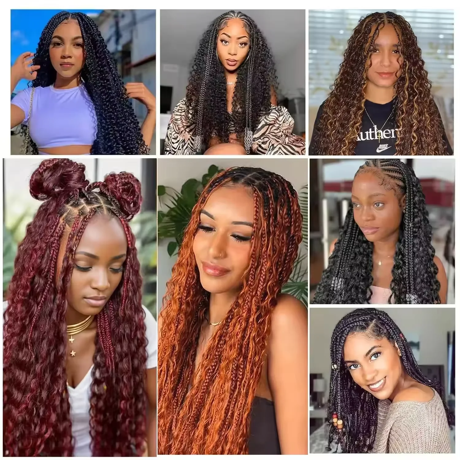 Deep Wavy Twist Crochet Hair Boho Braid Hair Synthetic Curly Hair Crochet Braids High Temperature Fiber Braiding Hair Extensions thumbnail 6