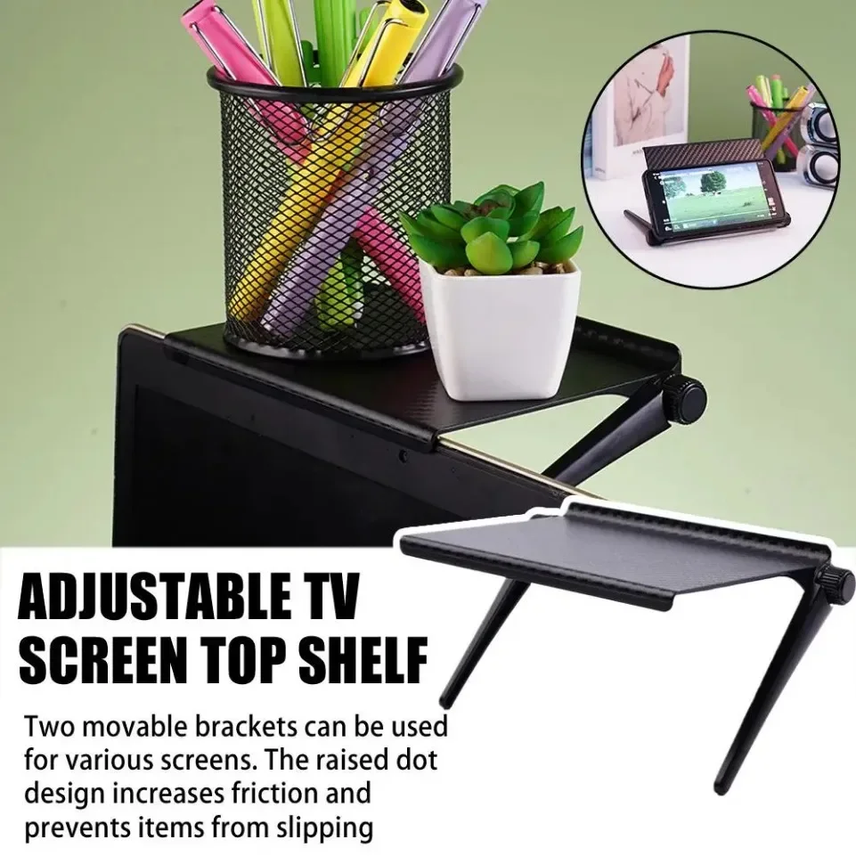 Adjustable TV/Monitor Top Shelf Organizer - Universal Space-Saving Rack for Router, Media Box,Accessories & Cable Management thumbnail 2