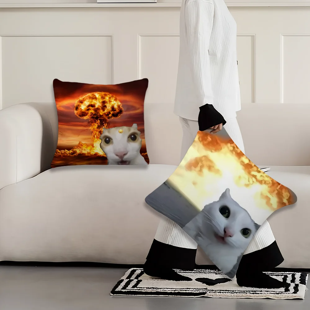 cushion cover Comfortable soft cat funny Pillow Case for Sofa meme Living Room Home office Decor and Protective Covers thumbnail 6
