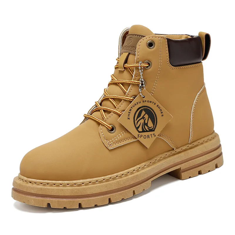 High Top Boots Men's Leather Shoes Fashion Motorcycle Men's Ankle Boots Winter Boot Lace Up Botas Hombre Cowboy Boots thumbnail 5