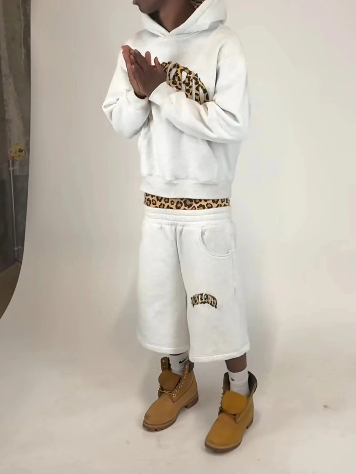 2025 new trendy high-quality cross-border leopard print casual sports men's and women's hooded sweatshirt pants thumbnail 3