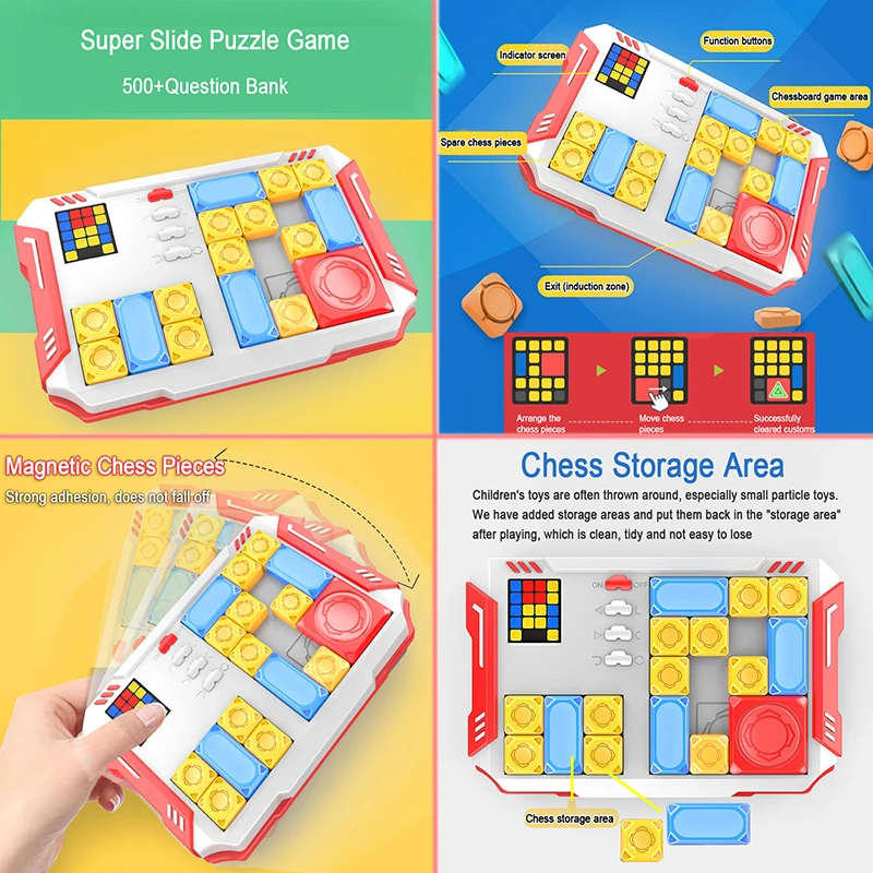 Smart Super Slide Puzzle Games Kid 500+ Challenges Problems intellectual Clearance Toys Logical Thinking Brain Educational Toys thumbnail 4