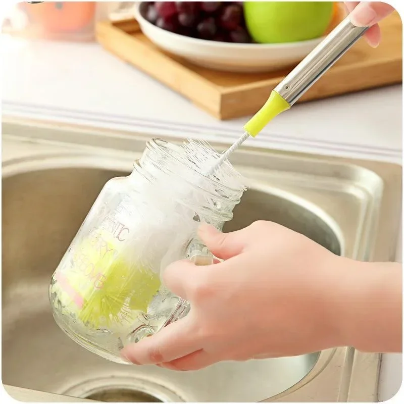 Round Head Bendable Long Handle Cup Brushes Bottle Brush Cleaning Brush Home Kitchen Gadget Random Color thumbnail 3
