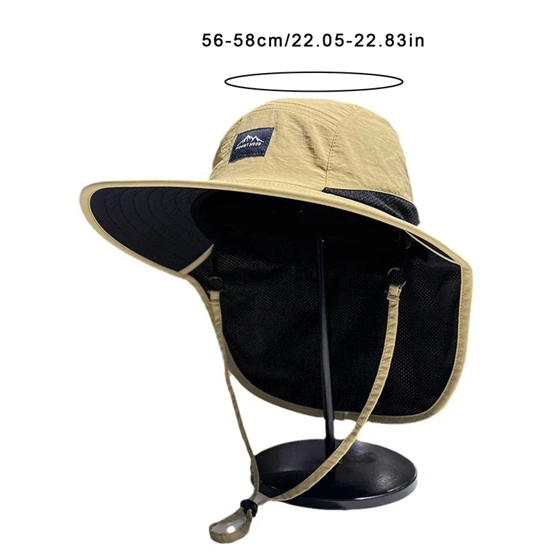 1Pc Wide Brim Bucket Hat with Neck Flap Waterproof & Quick-drying Panama Caps for Women Men Fishing Camping Hiking Summer Travel thumbnail 2