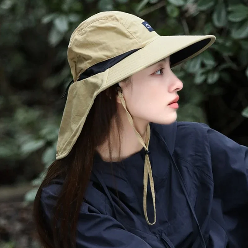 1Pc Wide Brim Bucket Hat with Neck Flap Waterproof & Quick-drying Panama Caps for Women Men Fishing Camping Hiking Summer Travel thumbnail 3